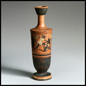 Аттический лекиф со сценой Тесея и Минотавра, около 500 года до н.э. Metropolitan Museum of Art, 06.1021.165.