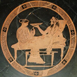 Hades and Persephone on a red-figure vase, British Museum, E 82;.