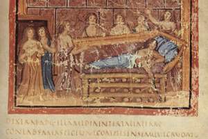 The death of Dido. Miniature from the Vatican Vergil, around AD 400; Aeneid Book IV.