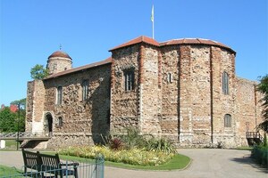 Colchester Castle stands on the podium of the Roman temple of the deified Claudius. The Norman keep covers one of the main monuments of early Camulodunum.