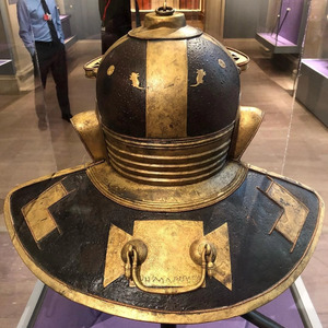 Helmet type Imperial Italic H, mid-3rd century AD, private collection. The owner's name is stamped inside — Julius Mansuetus