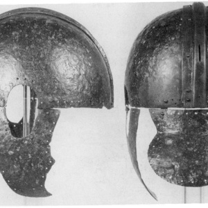 Helmet of the Intercissa type, found in Augst, the 4th century CE, Römermuseum Augst.
