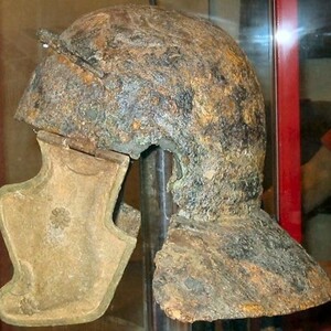Roman iron helmet. National Museum of the Roman Legion Carleon. first half of the first century AD