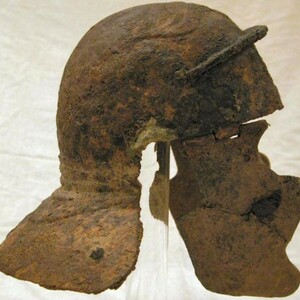 Roman iron helmet. National Museum of the Roman Legion Carleon. first half of the first century AD