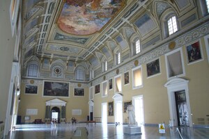 Hall of the Meridian in the National Archaeological Museum of Naples; a major museum hall connected with antiquities and Vesuvian material.