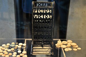 Roman dice tower from Vettweiss-Froitzheim with an inscription referring to victory over the Picts. Fourth century AD, LVR-LandesMuseum Bonn.