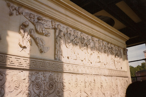 Procession on the Ara Pacis Augustae, the Altar of Augustan Peace, 13-9 BC; a link between ritual, Senate, the princeps' family and public memory.