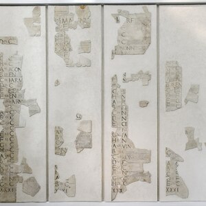 Fasti Praenestini, the calendar of Verrius Flaccus with festivals, commemorations and legal markings of days, AD 6-9; Museo Nazionale Romano, Palazzo Massimo.