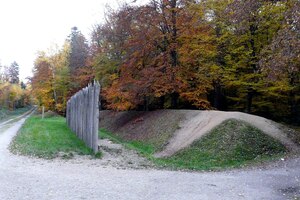 Реконструированная палисада лимеса севернее Заальбурга.