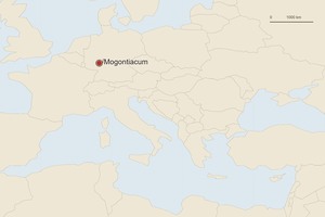 Location map: Mogontiacum / Mainz. The marker shows the ancient site or main archaeological complex.