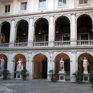 The courtyard of Palazzo Altemps, a National Roman Museum site with ancient sculpture and historic collections.