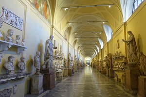 The Chiaramonti Museum gallery with Roman portraits, statues, reliefs and inscriptions.