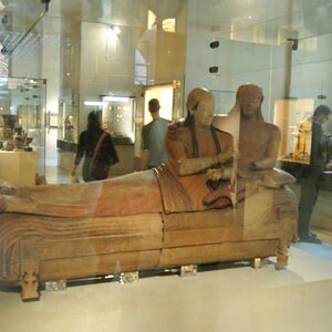 The Sarcophagus of the Spouses from Cerveteri, Etruscan terracotta, c. 520-510 BC; Louvre.