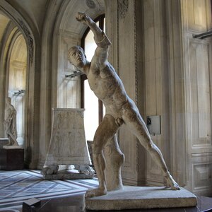 The Borghese Warrior, marble statue by Agasias of Ephesus, c. 100 BC; Louvre, Ma 527.