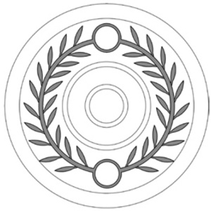 Detail of laurel ornament on a type II pugio scabbard; Roman military equipment, Early Empire.