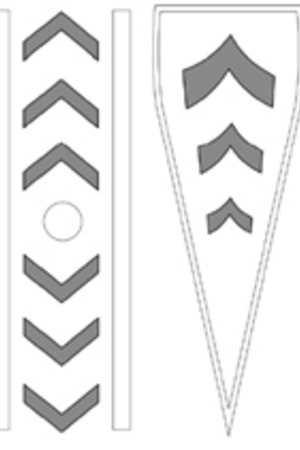 V-shaped signs in pugio ornament; chevron motif on Roman military equipment.