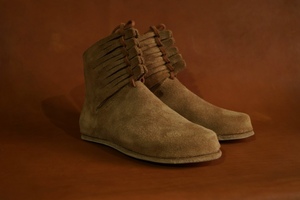 Finished pair: side view and ankle fit.