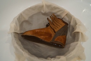 Finished pair after leather finishing.