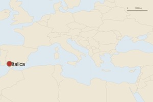 Карта расположения: Италика. Точка отмечает место античного памятника или основного археологического комплекса.