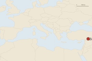 Location map: Zeugma. The marker shows the ancient site or main archaeological complex.
