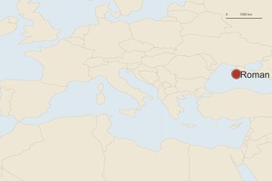 Карта расположения: Римский Крым: Херсонес, Пантикапей и Харакс. Точка отмечает место античного памятника или основного археологического комплекса.