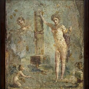 Оплонтис: Narcissus and echo; визуальный источник по памятнику, римский период, горизонт извержения 79 года н.э..