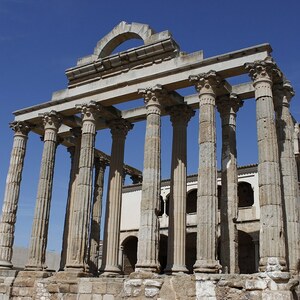 Augusta Emerita / Merida: Templo Romano de Diana, Mérida; visual evidence for the site, Roman period, archaeological site or museum context.