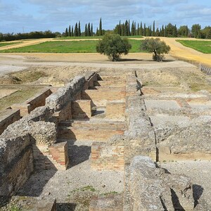 Italica: The Hadrianic Baths, Italica, Spain; visual evidence for the site, Roman period, archaeological site or museum context.