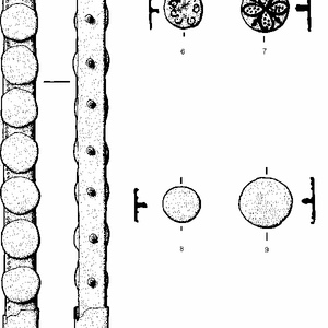 Comparative catalogue illustration from M. C. Bishop’s study of military equipment; objects attributed to the first century CE.