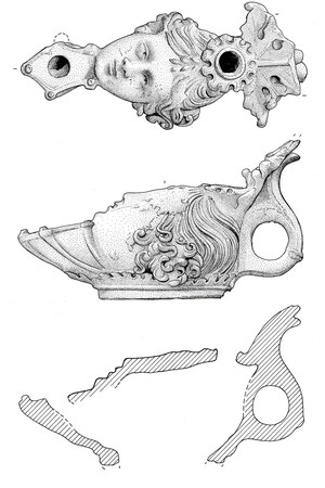 Корбридж / Coria: Roman , Lamp Illustration by David Williams (FindID 197334); предмет материальной культуры или музейная находка, связанный с памятником, римский период или локальный археологический контекст.