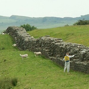 Вал Адриана: Hadrians Wall with Weedkiller; археологический вид, находка или музейный контекст, связанный с памятником, римский период или локальный археологический контекст.
