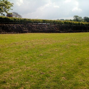Isca Augusta / Caerleon: Caerleon-Roman Fortress Walls; archaeological view, find or museum context connected with the site, Roman period or local archaeological context.