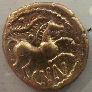 Camulodunum / Colchester: Cunobelin coin 2; material-culture object or museum find connected with the site, Roman period or local archaeological context.