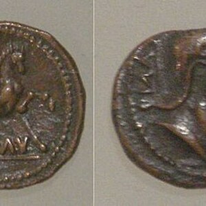 Camulodunum / Colchester: Bronze coins of Cunobelin 1 to 42 CE; material-culture object or museum find connected with the site, Roman period or local archaeological context.