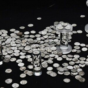 Isca Augusta / Caerleon: Caerleon, Roman Legionary Museum, Coin hoard purchased through the 1996 Treasure Act -...; material-culture object or museum find connected with the site, Roman period or local archaeological context.