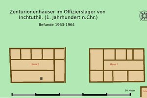 Инчтутил: Befundskizze Zenturionenhäuser im Offizierslager von Inchtuthil; археологический вид, находка или музейный контекст, связанный с памятником, римский период или локальный археологический контекст.