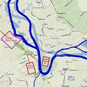 Колония Ульпия Траяна / Ксантен: Castra-vetera; археологический вид, находка или музейный контекст, связанный с памятником, римский период или локальный археологический контекст.