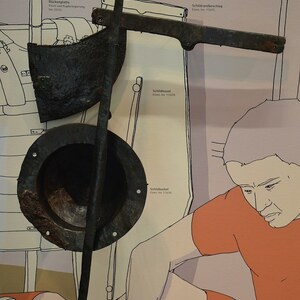 Kalkriese: Militaria finds from the battle, iron reinforcements of a shield, Museum und Park Kalkr...; material-culture object or museum find connected with the site, Roman period or local archaeological context.