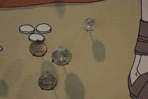 Калькризе: Contents of the purse of a Roman soldier found on the site of the Battle of Teutoburg F...; археологический вид, находка или музейный контекст, связанный с памятником, римский период или локальный археологический контекст.