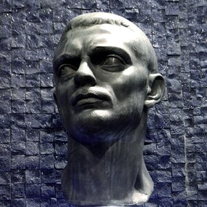 Viminacium: Bronze bust of Maximinus Daia; archaeological view, find or museum context connected with the site, Roman period or local archaeological context.