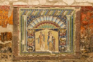 Herculaneum: Neptune Amphitrite mosaic Herculaneum; material-culture object or museum find connected with the site, Roman period or local archaeological context.