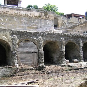 Herculaneum: Herculaneum Bootshaeuser; archaeological view, find or museum context connected with the site, Roman period or local archaeological context.