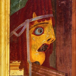 Oplontis: Oplontis - Tragic Mask; material-culture object or museum find connected with the site, Roman period or local archaeological context.