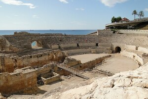 Tarraco / Tarragona: Amphitheatre of Tarragona 01; archaeological view, find or museum context connected with the site, Roman period or local archaeological context.