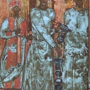 Дура-Европос: Dura Europos fresco Sacrifice of Conon; предмет материальной культуры или музейная находка, связанный с памятником, римский период или локальный археологический контекст.