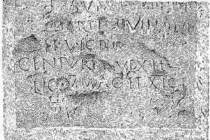 Cave of Letters: Roman Inscription found near Bettir in 19th century; material-culture object or museum find connected with the site, Roman period or local archaeological context.