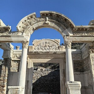 Ephesus: Temple of Hadrian at Ephesus; archaeological view, find or museum context connected with the site, Roman period or local archaeological context.