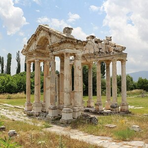 Aphrodisias: Aphrodisias - Tetrapylon 04; archaeological view, find or museum context connected with the site, Roman period or local archaeological context.