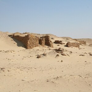Karanis: Karanis 008; archaeological view, find or museum context connected with the site, Roman period or local archaeological context.