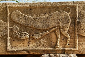 Лептис-Магна: Fascinum relief in Leptis Magna; предмет материальной культуры или музейная находка, связанный с памятником, римский период или локальный археологический контекст.